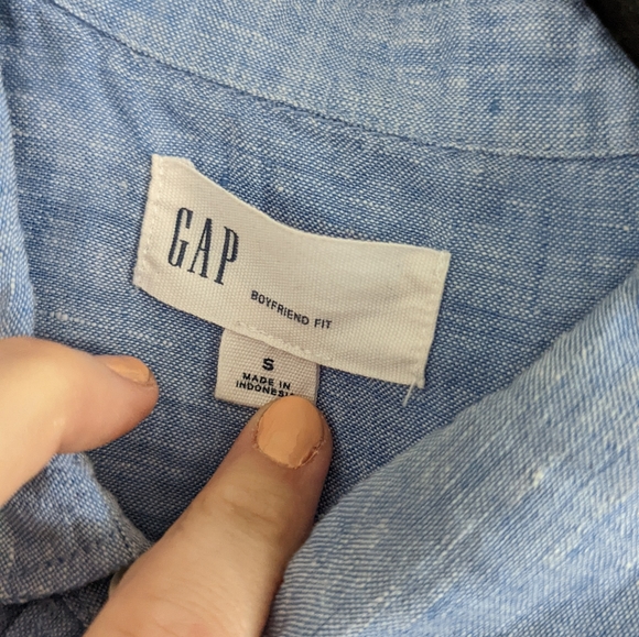 Gap Linen Boyfriend Shirt Light Blue - Picture 7 of 7